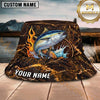 Maxcorners Fishing Lava Fire Personalized Name 3D Bucket Hat (12 Fish Species)