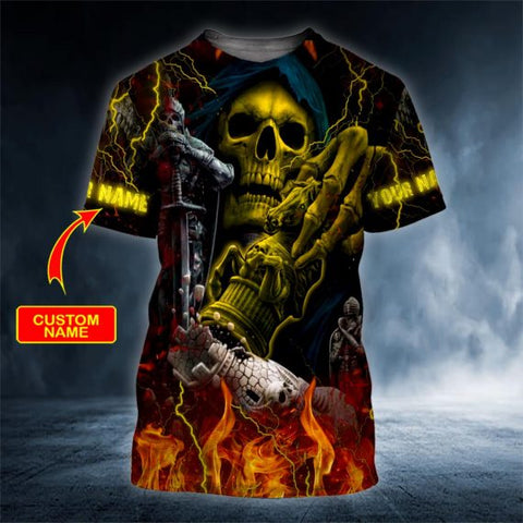 Maxcorners Knight Rook Chess Death Skull Customized Name 3D Shirt