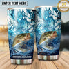Maxcorners Fishing Tumbler Blue Marble Fluid Art Design Personalized Name Tumbler (13 Species)