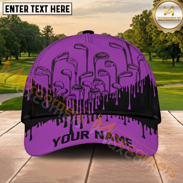 Maxcorners Golf Purple Paint Drip Personalized Cap