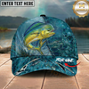 Maxcorners Fishing Ocean Blue Underwater Texture Personalized 3D Cap (12 Fish Species)