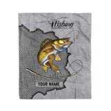 Maxcorners Walleye Fishing Customized Name 3D Quilt - Blanket