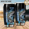 Maxcorners Fishing Tumbler Black Blue Vertical Splash Design Personalized Name Tumbler (13 Species)