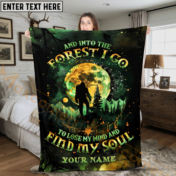 Maxcorners Bigfoot Into The Forest I Go Find My Soul Moonlight Personalized 3D Blanket
