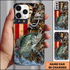 Maxcorners Rustic American Flag Woodland Personalized Name Phone Case (13 Fish Species)