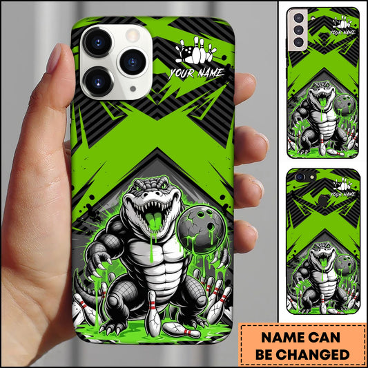 Maxcorners Crocodile Bowling Toxic Monster Strike Style Multicolor Options Personalized Name 3D Phonecase
