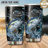 Maxcorners Fishing Tumbler Black Aqua Cracked Ice Design Personalized Name Tumbler (13 Species)