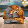 Maxcorners Fishing Olive Silver Curved Line Water Splash Personalized Name 3D Cap (12 Fish Species)