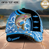 Maxcorners Fishing Blue Water Custom Name Personalized Cap  (11 Fish Species)