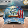 Maxcorners Fishing Faith American Flag Personalized Name 3D Cap (12 Fish Species)
