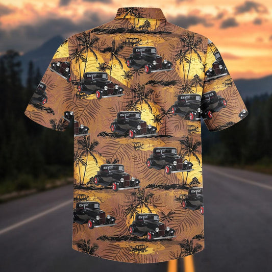 Maxcorners Vintage 1932 Ford Coupe Hot Rod Classic Car Tropical Sunset Hawaiian Shirt
