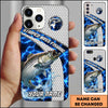 Maxcorners Fishing Blue Lightning Honeycomb Water Splash Personalized Name Phone Case (12 Fish Species)