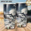 Maxcorners Fishing Tumbler Monochrome Misty Mountain Design Personalized Name Tumbler (13 Species)