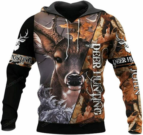 Maxcorners Deer Hunting B6 3D Over Printed Hoodie