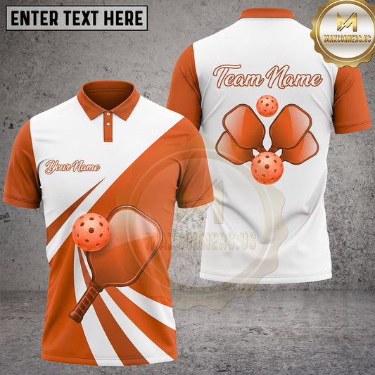 Maxcorners Pickleball Polo Minimal Paddle Ball Wave Multiple Options Personalized Name, Team Name 3D Shirt