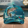 Maxcorners Fishing Aqua Camouflage Lace Up Personalized 3D Cap (12 Fish Species)