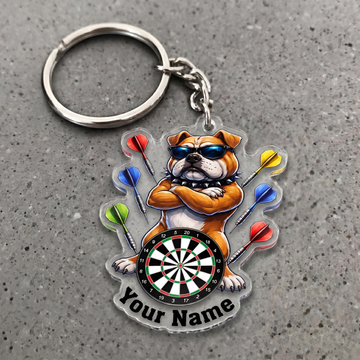 Maxcorners Cool Bulldog Darts Personalized Name Keychain