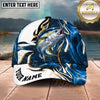 Maxcorners Fishing Blue Tribal Swirl Personalized Name 3D Shirt (13 Fish Species)