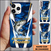 Maxcorners Blue Camo Lightning Water Splash Personalized Name Phone Case (13 Fish Species)