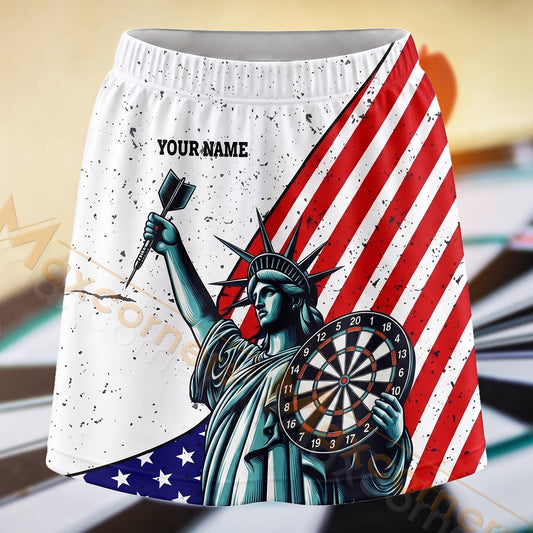 Maxcorners Darts Statue Of Liberty Patriotic Dartboard Personalized 3D Skort, Skirts With Shorts