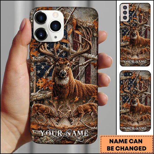 Maxcorners Hunting Deer American Flag Woodland Personalized 3D Phone Case