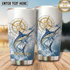 Maxcorners Fishing Tumbler Nautical Compass Splash Design Personalized Name Tumbler (13 Species)