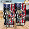 Maxcorners Fishing Tumbler Waving American Flag Action Design Personalized Name Tumbler (13 Species)