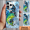 Maxcorners Blue White Camo Graphic Personalized Name Phone Case (13 Fish Species)