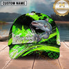Maxcorners Fishing Vibrant Neon Green Splash with Dynamic Fishing Action and Bold Design Personalized Name 3D Cap (13 Fish Species)