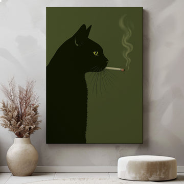 Maxcorners Black Cat Smoking Canvas Funny Retro Cat Wall Art3 LM2611