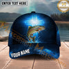 Maxcorners Fishing Midnight Blue Cross Galaxy Splash Personalized Name 3D Cap (12 Fish Species)