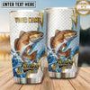 Maxcorners Fishing Tumbler White Gold Marble Geometric Design Personalized Name Tumbler (13 Species)