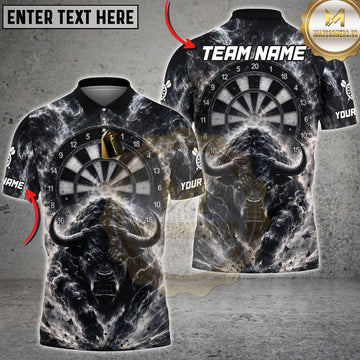 Maxcorners Darts Bull Dartboard Smoke Thunder Monochrome Multiple Personalized Name, Team Name 3D Shirt
