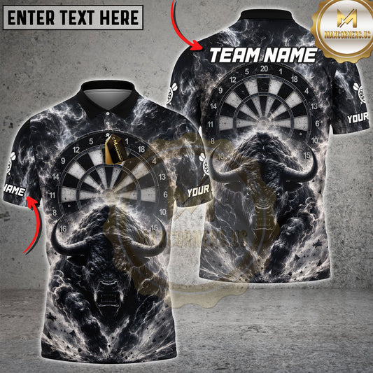Maxcorners Darts Bull Dartboard Smoke Thunder Monochrome Multiple Personalized Name, Team Name 3D Shirt