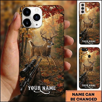 Maxcorners Hunting Deer Autumn Forest Pursuit Customized Name Phone Case