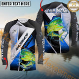 Maxcorners Mahi-Mahi Fishing Gradient Blue Sea Pattern Sport Custom Name & Team Name 3D Shirts