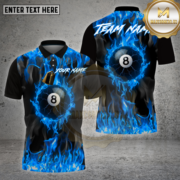 Maxcorners Billiards Shirt Fire 8 Ball Flame Energy Multioptions Personalized Name, Team Name Unisex 3D Shirt