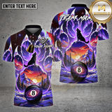 Maxcorners Billiards Shirt Wolf Galaxy 8 Ball Mountain Sunset Multioptions Personalized Name, Team Name Unisex 3D Shirt
