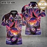Maxcorners Billiards Shirt Wolf Galaxy 8 Ball Mountain Sunset Multioptions Personalized Name, Team Name Unisex 3D Shirt