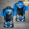 Maxcorners Bowling Shirt Moon Cat Fire Bowling Multioptions Personalized Name, Team Name Unisex 3D Shirt