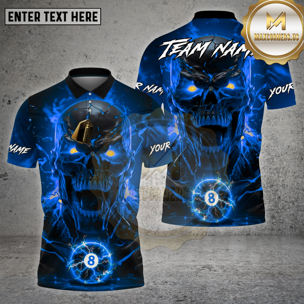 Maxcorners Billiards Shirt Skull 8 Ball Hellfire Rage Multioptions Personalized Name, Team Name Unisex 3D Shirt