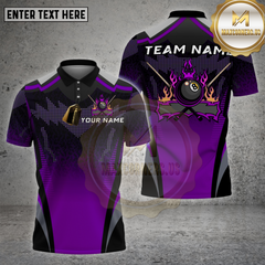 Maxcorners Billiards Shirt Black Modern Flames 8 Ball Multioptions Personalized Name, Team Name Unisex 3D Shirt (4 Colors)