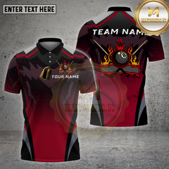 Maxcorners Billiards Shirt Black Modern Flames 8 Ball Multioptions Personalized Name, Team Name Unisex 3D Shirt (4 Colors)