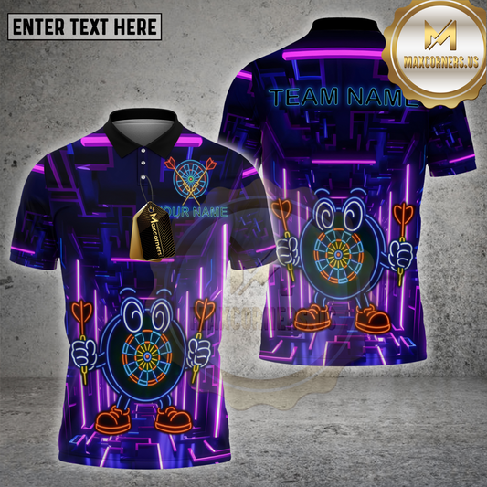 Maxcorners Darts Dartboard Dual Darts Maze Neon Multicolor Options Personalized Name, Team Name 3D Shirt (4 Colors