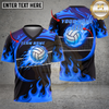 Maxcorners Volleyball Golden Fire Wings Elite Design Multicolor Options Personalized 3D V-neck T-Shirt