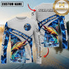Maxcorners Largemouth Bass Fishing Honeycomb Electric Water Splash Personalized Name, Team Name Long Sleeve Shirt (11 Fish Species)