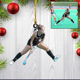 Maxcorners  Personalized Photo Field Hockey Players Custom Shaped Hockey Ornament For Hockey Lover