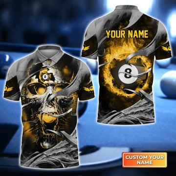 Maxcorners Grim Reaper Play 8-Ball Billiard Personalized Name Unisex Shirt