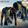 Maxcorners Saltwater Fish Fishing Gold Smoke Premium Sport Style Personalized Name, Team Name Long Sleeve Shirt (6 Breeds)