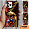 Maxcorners Bowling Phone Case King Bowling Ball Crown Fire Blue Smoke Design Personalized Name Phone Case | Red